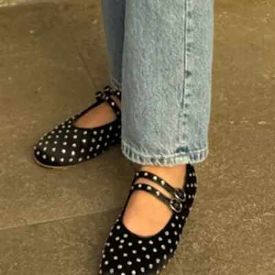 Ballerines Mary Jane noires à strass – image 2