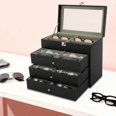 Boîte à lunettes noire 24 compartiments – image 2