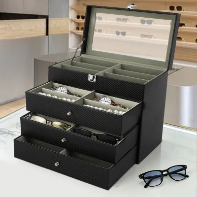 Boîte à lunettes noire 24 compartiments – image 3