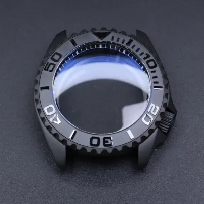 Boîtier de montre noir mat en acier, 42 mm