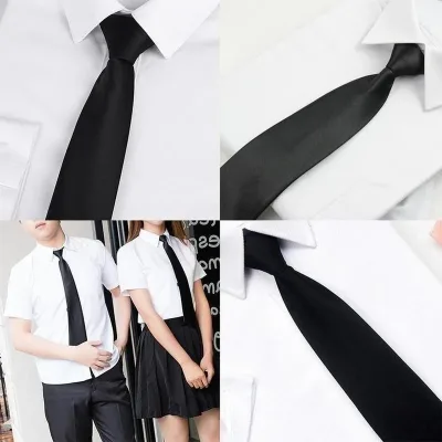 Cravate noire à clipser en polyester – image 2