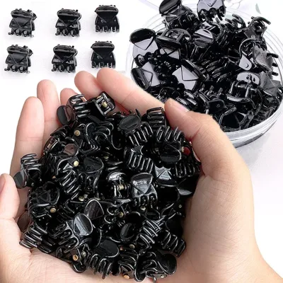 Mini pinces à cheveux en plastique noir – image 2