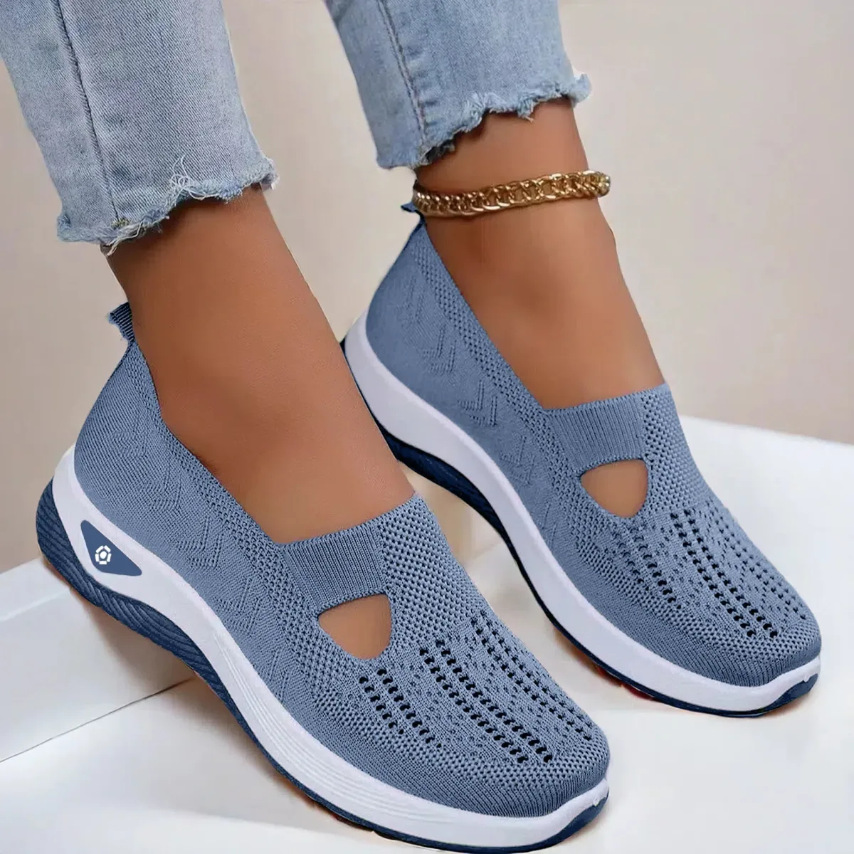 Mocassins plats en maille aérée pour femme