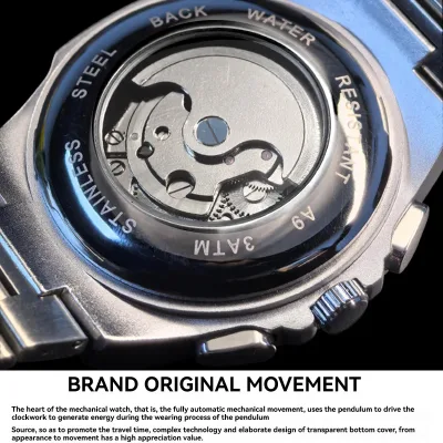 Montre automatique homme bracelet acier – image 2