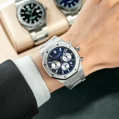 Montre chronographe homme cadran bleu – image 2