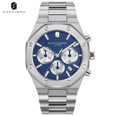 Montre chronographe homme cadran bleu – image 3
