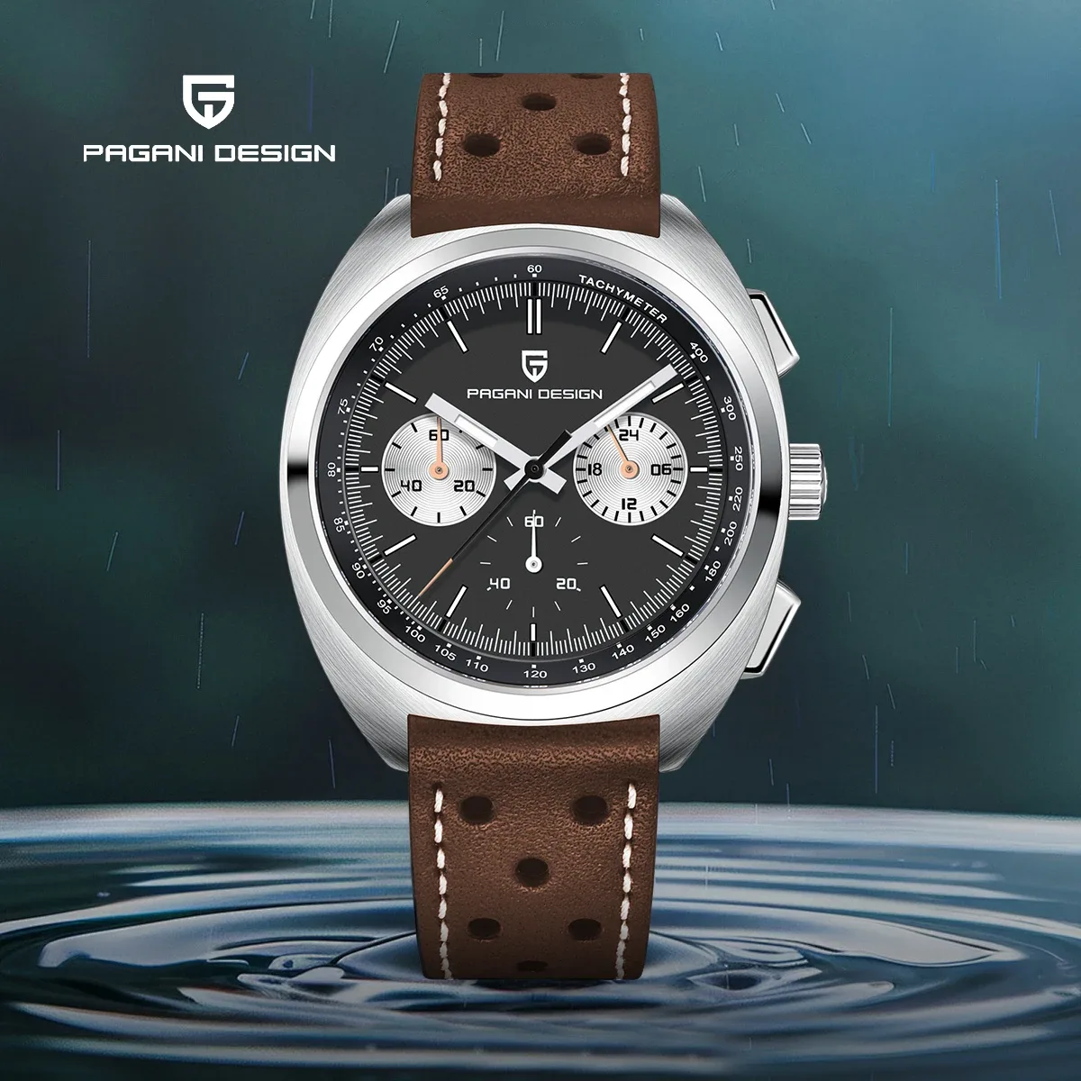 Montre homme quartz chronographe cuir